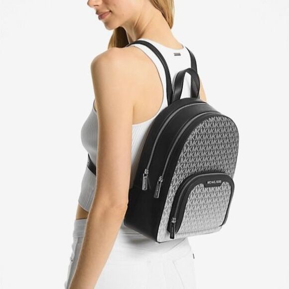 New Michael Kors Jaycee Medium Ombré Signature Logo Backpack Black - Picture 4 of 4